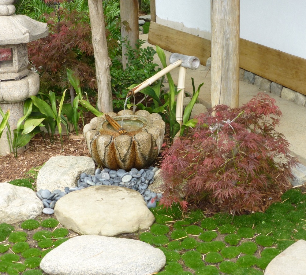 Water basin in authentic tea garden
